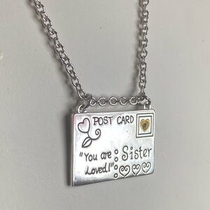 ‘You are Loved ❤️ Sister' Postcard Pendant Necklace Long distance